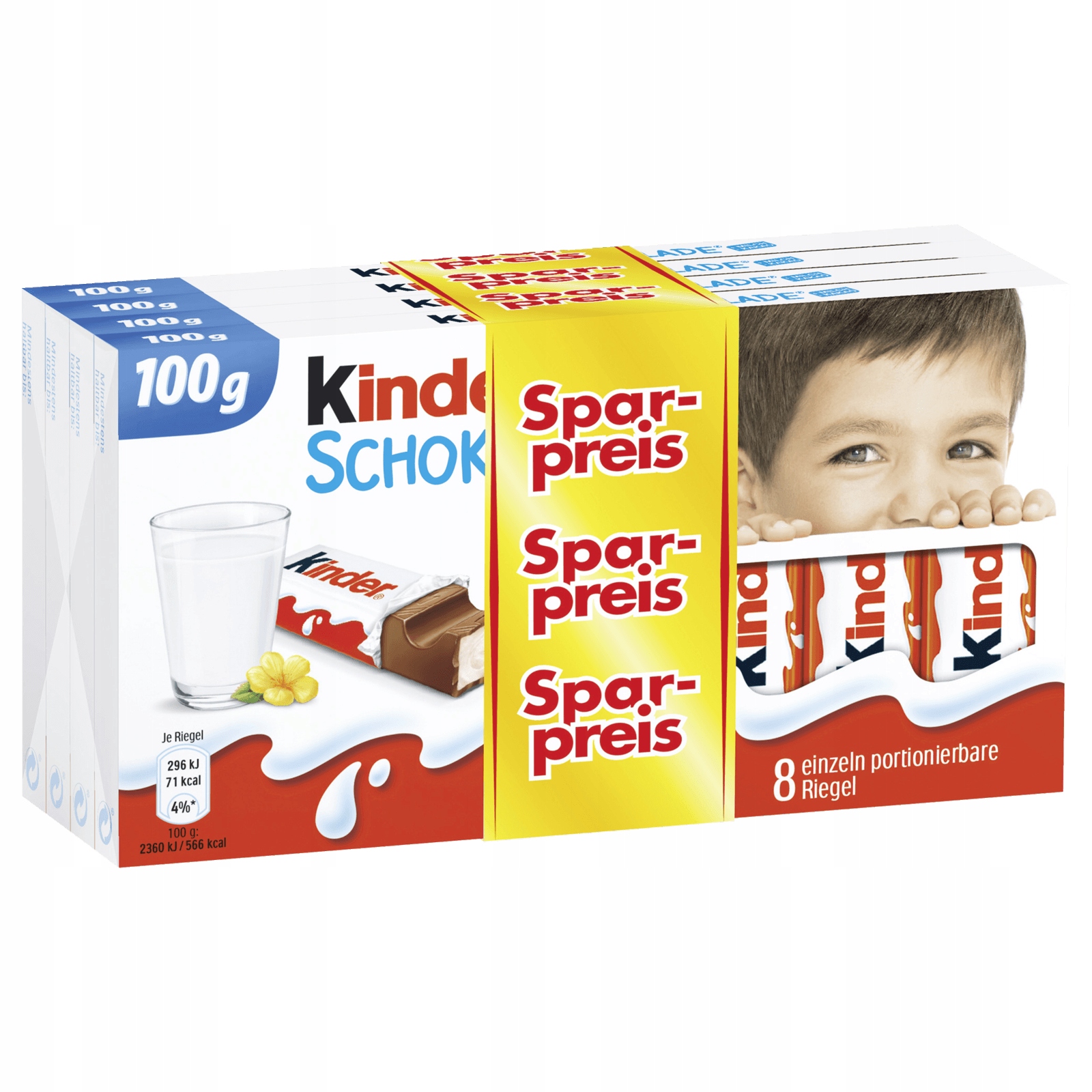 45c8c29b45d29b64aeb27799e471.jpg Kinder Schokolade 4 x 100g - obrazek 1