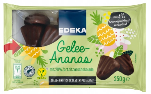 Galaretki Ananasowe w czekoladzie Edeka 250 g z DE