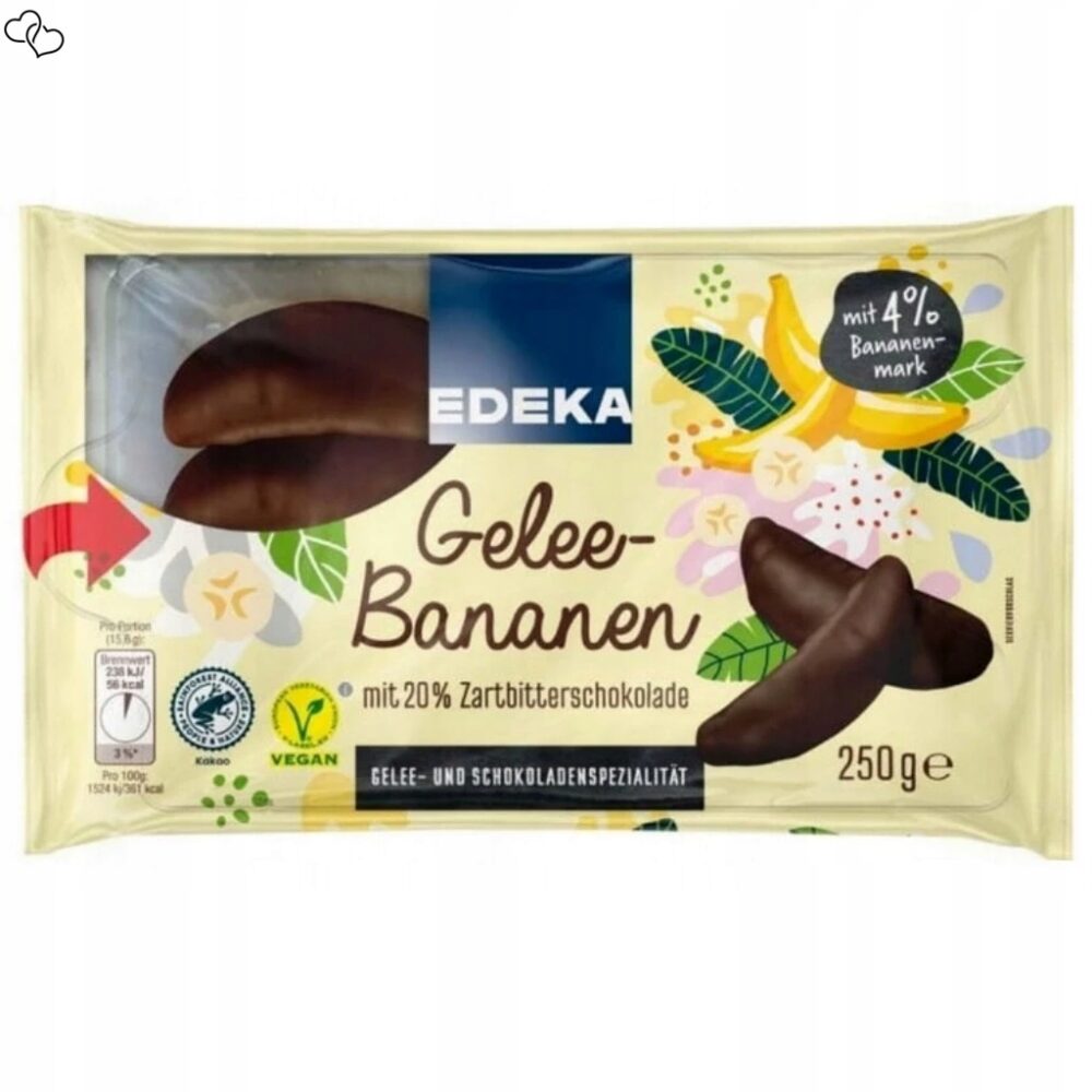 Galaretki Gelee-Bananen w czekoladzie Edeka 250 g z DE - obrazek 2